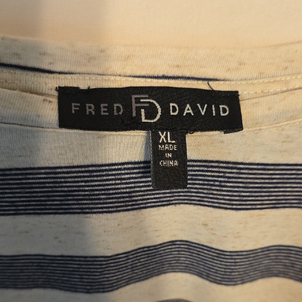 Fred David Navy and White Striped Short Sleeve Top - Picture 2 of 4